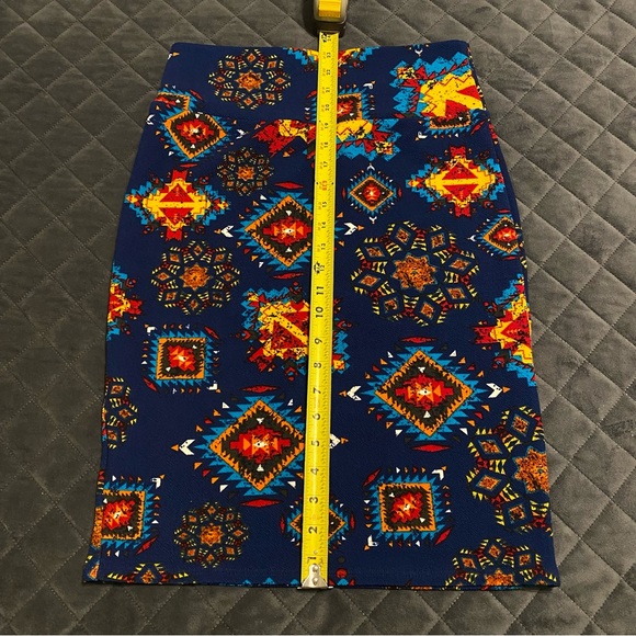 LuLaRoe Blue Aztec Print Cassie Pencil Skirt | Women’s Size Small - Picture 7 of 7